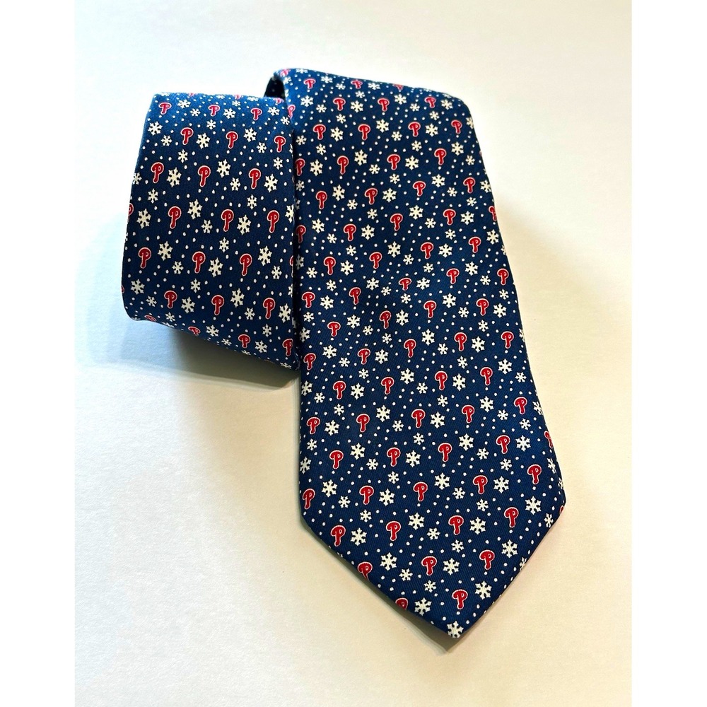Vineyard Vines Mens Silk Tie Philadelphia Phillies MLB Snowflake Navy Blue USA
